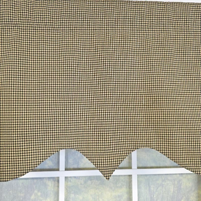 RLF Home 100% Cotton Pin Check Regal Fully Lined Windows Rod Pocket Valance 50" X 17" Black 6 RLF Home 100% Cotton Pin Check Regal Fully Lined Windows Rod Pocket Valance 50" X 17" Black - Image 4