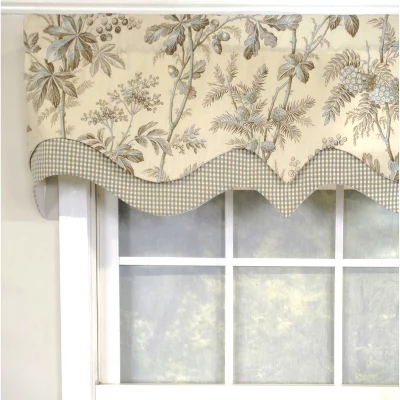 RLF Home 3" Rod Pocket High Quality Fabric Brantwood D-Regal Valance For Windows 50" X 17" Mist 5 RLF Home 3" Rod Pocket High Quality Fabric Brantwood D-Regal Valance For Windows 50" X 17" Mist - Image 3