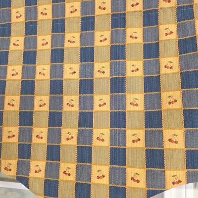 RLF Home 100% Cotton Cherry Squares Regal With Poly/Cotton Lining Rod Pocket Valance 50" X 15" Navy 5 RLF Home 100% Cotton Cherry Squares Regal With Poly/Cotton Lining Rod Pocket Valance 50" X 15" Navy - Image 3