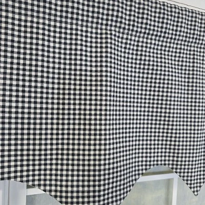 RLF Home 100% Cotton Gingham Regal With Poly/Cotton Ivory Lining Rod Pocket Valance 50" X 16" Black 6 RLF Home 100% Cotton Gingham Regal With Poly/Cotton Ivory Lining Rod Pocket Valance 50" X 16" Black - Image 4