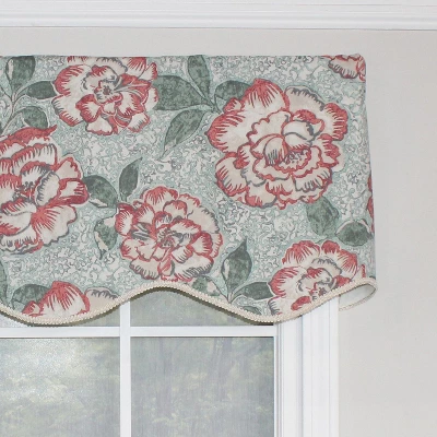 RLF Home Peony Bowl Trimmed Provance 100% Cotton With Fully Lined 3" Rod Pocket Valnance For Windows 50" X 15" Coral 4 RLF Home Peony Bowl Trimmed Provance 100% Cotton With Fully Lined 3" Rod Pocket Valnance For Windows 50" X 15" Coral - Image 2