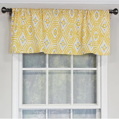 RLF Home Geo Tailored 100% Cotton With Fully Lined 3" Rod Pocket Valnance For Windows 50" X 14" Yellow 6 RLF Home Geo Tailored 100% Cotton With Fully Lined 3" Rod Pocket Valnance For Windows 50" X 14" Yellow - Image 4