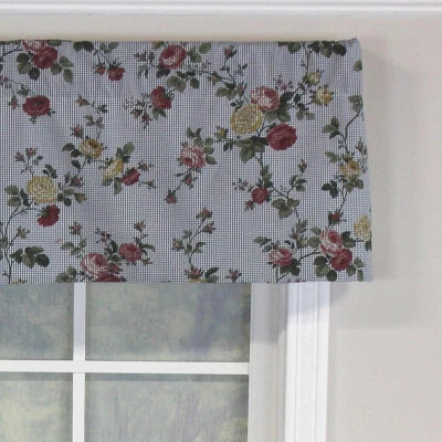 RLF Home Flower Grid Tailored 100% Cotton With Fully Lined 3" Rod Pocket Valnance For Windows 50" X 14" Chetwode 4 RLF Home Flower Grid Tailored 100% Cotton With Fully Lined 3" Rod Pocket Valnance For Windows 50" X 14" Chetwode - Image 2