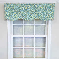 RLF Home 100% Cotton Marrakesh Provance Fully Lined Windows Rod Pocket Valance 50" X 15" Green