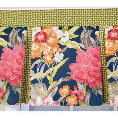 RLF Home 3" Rod Pocket High Quality Fabric Queen's Favor Pleated Valance For Windows 50" X 16" Marine 4 RLF Home 3" Rod Pocket High Quality Fabric Queen's Favor Pleated Valance For Windows 50" X 16" Marine - Image 2