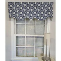 RLF Home 3" Rod Pocket High Quality Fabric Jerin Regal Valance For Windows 50" X 17" Navy