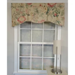 RLF Home 3" Rod Pocket High Quality Fabric Hortencia Mandy Valance For Windows 50" X 17" Beige