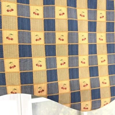 RLF Home 100% Cotton Cherry Squares Regal With Poly/Cotton Lining Rod Pocket Valance 50" X 15" Navy 7 RLF Home 100% Cotton Cherry Squares Regal With Poly/Cotton Lining Rod Pocket Valance 50" X 15" Navy - Image 5