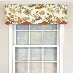 RLF Home 100% Cotton Zanzibar Petticoat With Poly/Cotton Lining Rod Pocket Valance 50" X 17" Orange
