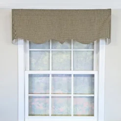 RLF Home 100% Cotton Pin Check Regal Fully Lined Windows Rod Pocket Valance 50" X 17" Black