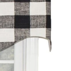 Grande Check Regal Style 3" Rod Pocket Valance 50" X 17" Black By RLF Home