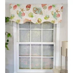 RLF Home Bay Beach Provance 3" Rod Pocket Lining Luxurious And Elegant Window Treatment Valance 50" X 15" Multi