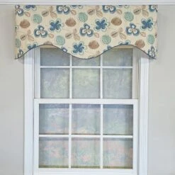 RLF Home 100% Cotton Jolly Cornice Fully Lined Windows Rod Pocket Valance 50" X 17" Cream