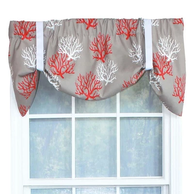 Sea Coral Suspender Style 3" Rod Pocket Valance 50" X 16" Red By RLF Home 3 Sea Coral Suspender Style 3" Rod Pocket Valance 50" X 16" Red By RLF Home