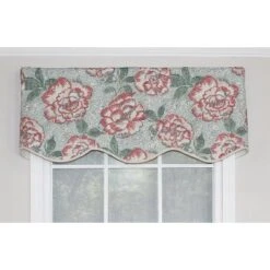 RLF Home Peony Bowl Trimmed Provance 100% Cotton With Fully Lined 3" Rod Pocket Valnance For Windows 50" X 15" Coral