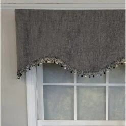 RLF Home 3" Rod Pocket High Quality Fabric Jasper Cornice Valance With Tassel Trim For Windows 50" X 17" Charcoal -RLF Home Sales GUEST 9cf57f57 1165 47b9 bf0a 6704d03d8312