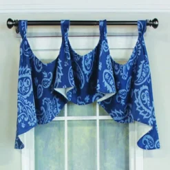 RLF Home Paisley Tab Window Treatment Premium Quality Valance 4" Top Tabs 50" X 20" Blue