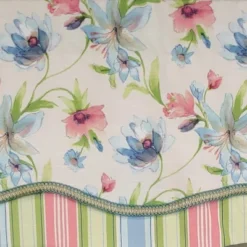 RLF Home Flowers Bloom Glory 100% Cotton Floral Design With Gimp Trim Lining Spot Clean Valance 50"x16" Multicolor -RLF Home Sales GUEST a16ee3bc ee8a 402f 8a1c d03989dab6ea