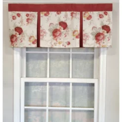 RLF Home 3" Rod Pocket High Quality Fabric Norfolk Pleated Valance For Windows 50" X 16" Red