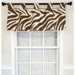 RLF Home Sales 29 RLF Home 4" Top Tab High Quality Fabric Zebra Tab Valance For Windows 50" X 16" Brown