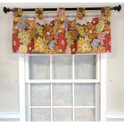 RLF Home 4" Top Tab High Quality Fabric Flormania Tab Valance For Windows 50" X 16" Multi 3 RLF Home 4" Top Tab High Quality Fabric Flormania Tab Valance For Windows 50" X 16" Multi