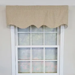 RLF Home 100% Cotton Gingham Regal With Poly/Cotton Ivory Lining Rod Pocket Valance 50" X 15" Tan