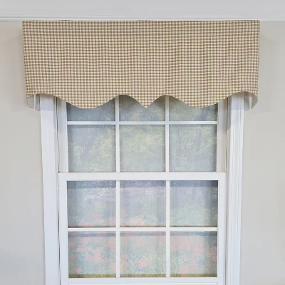 RLF Home 100% Cotton Gingham Regal With Poly/Cotton Ivory Lining Rod Pocket Valance 50" X 15" Tan 3 RLF Home 100% Cotton Gingham Regal With Poly/Cotton Ivory Lining Rod Pocket Valance 50" X 15" Tan