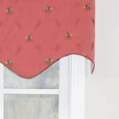 Ribbit Regal Camelia Style 3" Rod Pocket Valance 50" X 17" Red By RLF Home