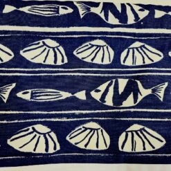 RLF Home She Shells Banded Valance Collection - 100% Cotton With Ivory Lining 50" X 16" Navy -RLF Home Sales GUEST b30ea235 9ab2 40a6 96e5 baed5023ba7d