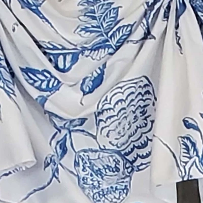 RLF Home Natalia 3-Scoop Victory Swag 4" Top Tabs Center Luxurious Window Treatment 25" Tails 50" X 18" Cyan Blue/White 4 RLF Home Natalia 3-Scoop Victory Swag 4" Top Tabs Center Luxurious Window Treatment 25" Tails 50" X 18" Cyan Blue/White - Image 2