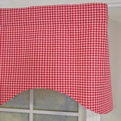 RLF Home Cherry Check Cornice Valance - 100% Cotton With Ivory Lining 50" X 17" Red -RLF Home Sales GUEST b493e9dc 3a28 44f8 946d fb9f05e51b04