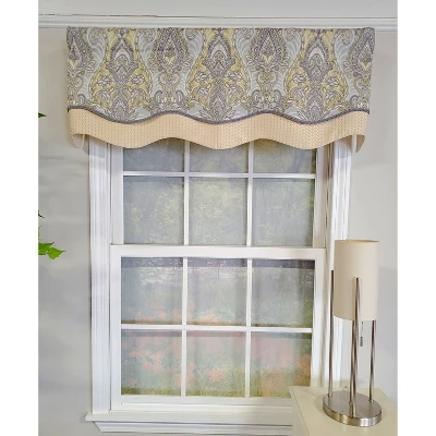 RLF Home 3" Rod Pocket High Quality Fabric Nobility Glory Valance For Windows 50" X 16" Gary 3 RLF Home 3" Rod Pocket High Quality Fabric Nobility Glory Valance For Windows 50" X 16" Gary