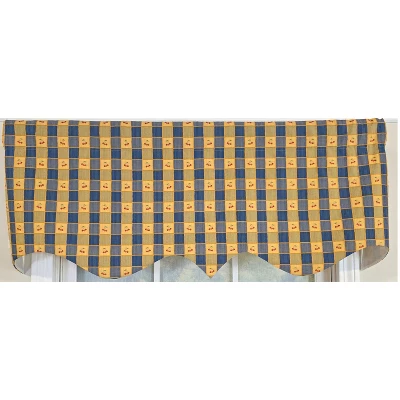 RLF Home 100% Cotton Cherry Squares Regal With Poly/Cotton Lining Rod Pocket Valance 50" X 15" Navy 4 RLF Home 100% Cotton Cherry Squares Regal With Poly/Cotton Lining Rod Pocket Valance 50" X 15" Navy - Image 2