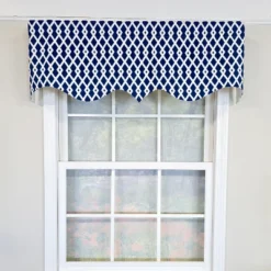 RLF Home 100% Cotton Jewel Regal Fully Lined Windows Rod Pocket Valance 50" X 17" Navy