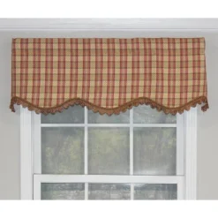 RLF Home Bazaar Plaid Trimmed Provance 100% Cotton With Fully Lined 3" Rod Pocket Valnance For Windows 50" X 15" Cornflower