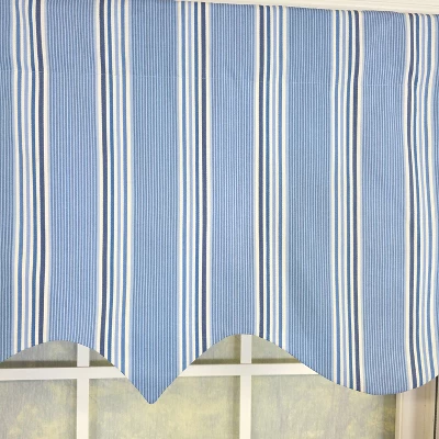 RLF Home 100% Cotton Freya Stripe Regal Fully Lined Windows Rod Pocket Valance 50" X 17" Blue 5 RLF Home 100% Cotton Freya Stripe Regal Fully Lined Windows Rod Pocket Valance 50" X 17" Blue - Image 3