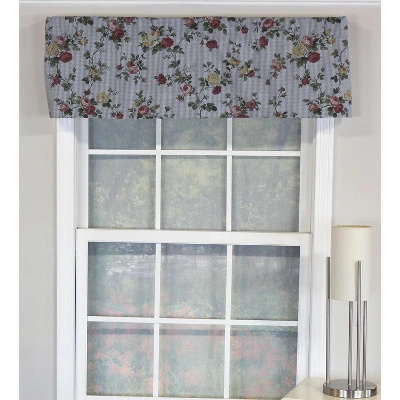 RLF Home Flower Grid Tailored 100% Cotton With Fully Lined 3" Rod Pocket Valnance For Windows 50" X 14" Chetwode 3 RLF Home Flower Grid Tailored 100% Cotton With Fully Lined 3" Rod Pocket Valnance For Windows 50" X 14" Chetwode