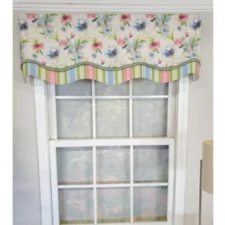 RLF Home Flowers Bloom Glory 100% Cotton Floral Design With Gimp Trim Lining Spot Clean Valance 50"x16" Multicolor