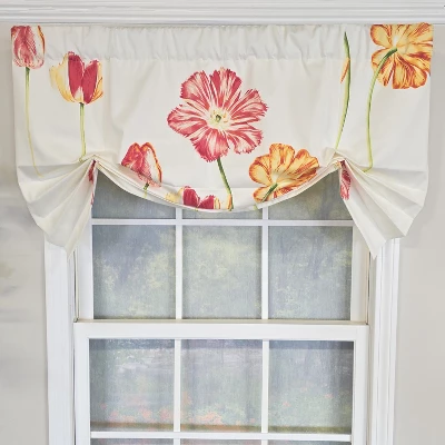 RLF Home 100% Cotton La Tulipe Butterfly With Poly/Cotton Lining Rod Pocket Valance 50" X 16" White 3 RLF Home 100% Cotton La Tulipe Butterfly With Poly/Cotton Lining Rod Pocket Valance 50" X 16" White