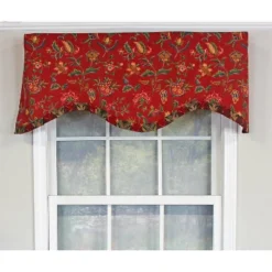 RLF Home Norwell Ruffled Cornice 100% Cotton With Fully Lined 3" Rod Pocket Valnance For Windows 50" X 17" Red