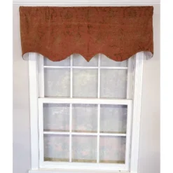 RLF Home 3" Rod Pocket High Quality Fabric Kamau Garnet Regal Valance For Windows 50" X 17" Garnet