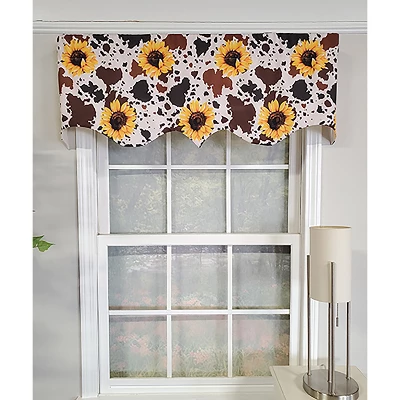 RLF Home 3" Rod Pocket High Quality Fabric Sunflower Regal Valance For Windows 50" X 17" Brown 3 RLF Home 3" Rod Pocket High Quality Fabric Sunflower Regal Valance For Windows 50" X 17" Brown