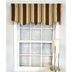 RLF Home 3" Rod Pocket High Quality Fabric Aurelia Stripe Regal Valance For Windows 50" X 17" Brown