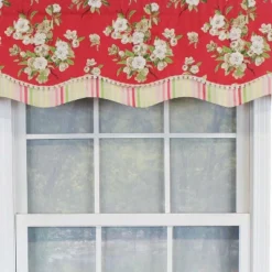 RLF Home Primrose Trimmed Glory 100% Cotton With Fully Lined 3" Rod Pocket Valnance For Windows 50" X 16" Red -RLF Home Sales GUEST e37b1fd3 d3b1 40a6 be71 ccb7ff07d28b