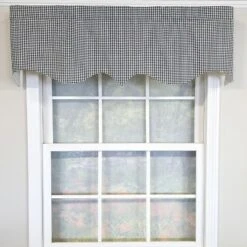 RLF Home 100% Cotton Gingham Regal With Poly/Cotton Ivory Lining Rod Pocket Valance 50" X 16" Black