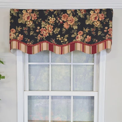 RLF Home 100% Cotton Lancaster Glory Fully Lined Windows Rod Pocket Valance 50" X 16" Black 3 RLF Home 100% Cotton Lancaster Glory Fully Lined Windows Rod Pocket Valance 50" X 16" Black
