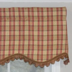 RLF Home Bazaar Plaid Trimmed Provance 100% Cotton With Fully Lined 3" Rod Pocket Valnance For Windows 50" X 15" Cornflower -RLF Home Sales GUEST ea618fb9 b76c 41f5 8a57 67023a534ee4