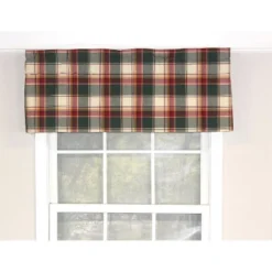 RLF Home Cabin Plaid Tailored 100% Cotton With Fully Lined 3" Rod Pocket Valnance For Windows 50" X 14" Forest