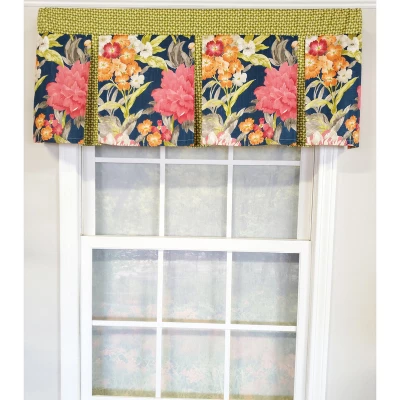 RLF Home 3" Rod Pocket High Quality Fabric Queen's Favor Pleated Valance For Windows 50" X 16" Marine 3 RLF Home 3" Rod Pocket High Quality Fabric Queen's Favor Pleated Valance For Windows 50" X 16" Marine