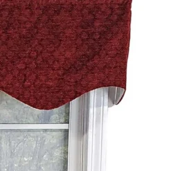 RLF HOME Ballard Chenille Fabric With Diamond Design Regal Stylish Window Valance 3" Rod Pocket 50" X 17" Ruby